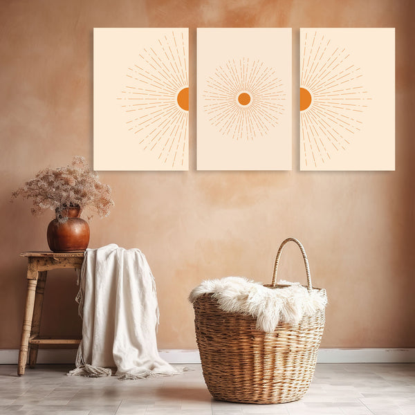 Sun, Mid-century Art Set of 3
