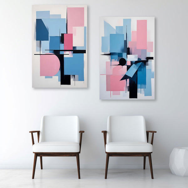 Blue City, Abstract Art Set