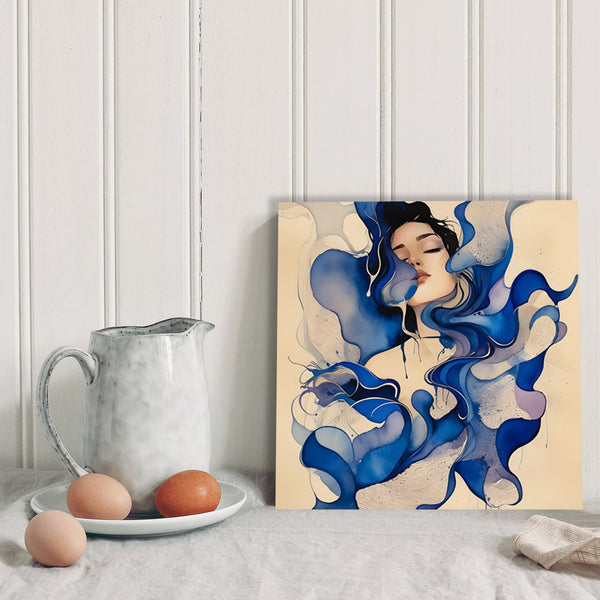 Blue Fantasy, Abstract Woman Portrait