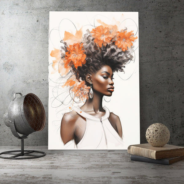 Beautiful Afro Woman, White Background