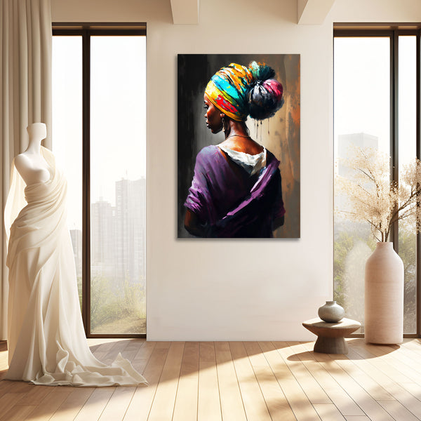 Black Woman With Colored Scarf, Painting