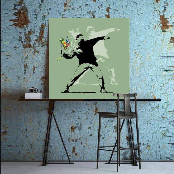 Banksy Thrower Flower Bomber, Graffiti