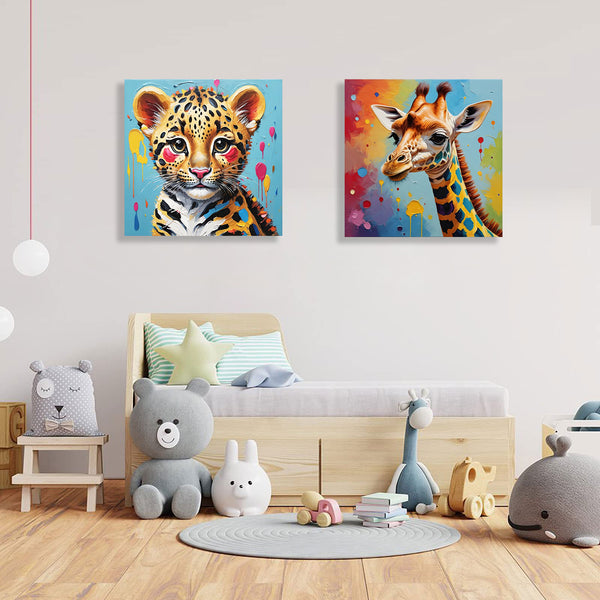 Multicolor Baby Giraffe, Kusama Inspired Art