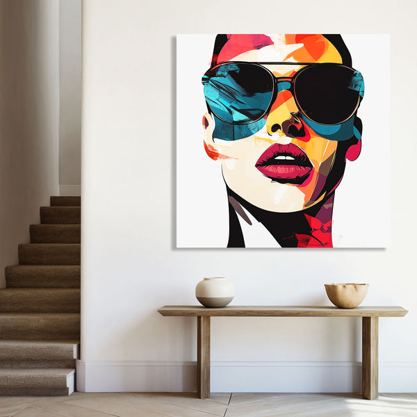 Multicolor Woman Face in Pop Style