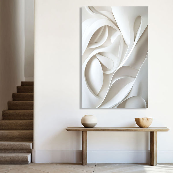 3D Illusion – White Sculptural 2D Art