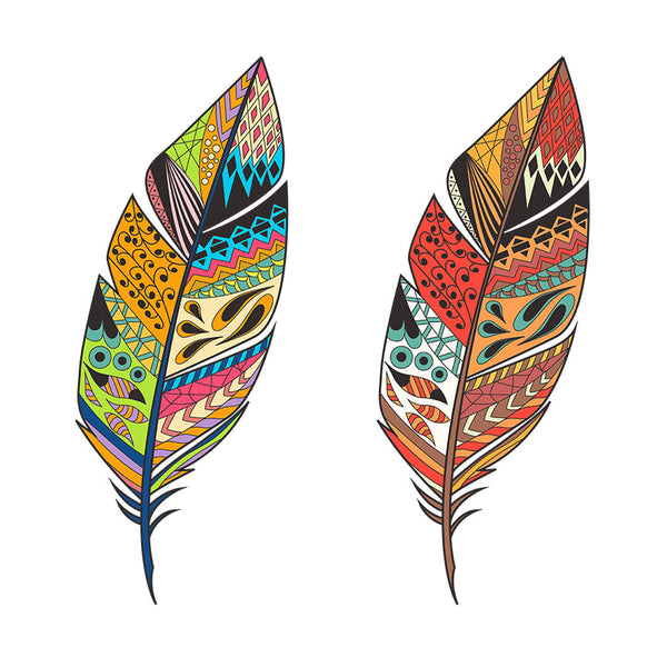 Tribal Patterned Feathers, Digital Art