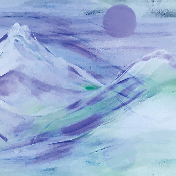 Watercolor Landscape Mountains in Blue