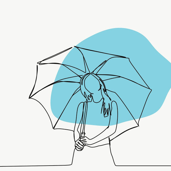 Woman with Umbrella, One Line Drawing