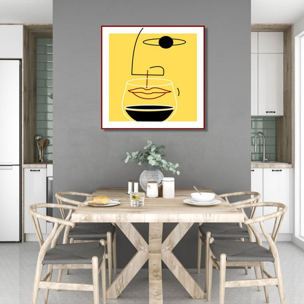 Wine ART. Face with Wine Glass (yellow)