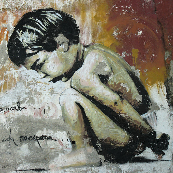 Sitting Boy, Graffiti (not Banksy)