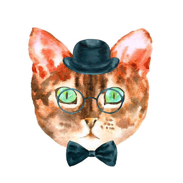 Cat Character, Watercolor Art