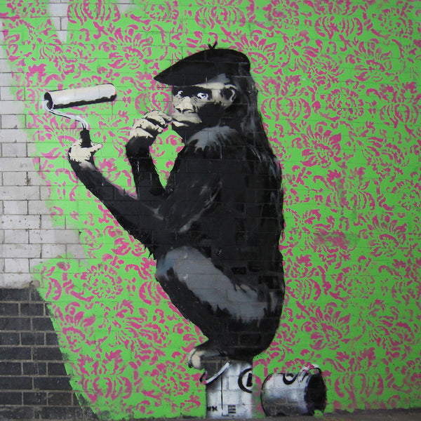 Banksy Monkey Painting Wall, Graffiti