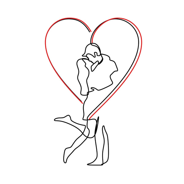 Couple in love, One Line Drawing