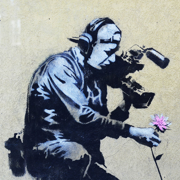 Banksy, Camera Man & Flower, Graffiti