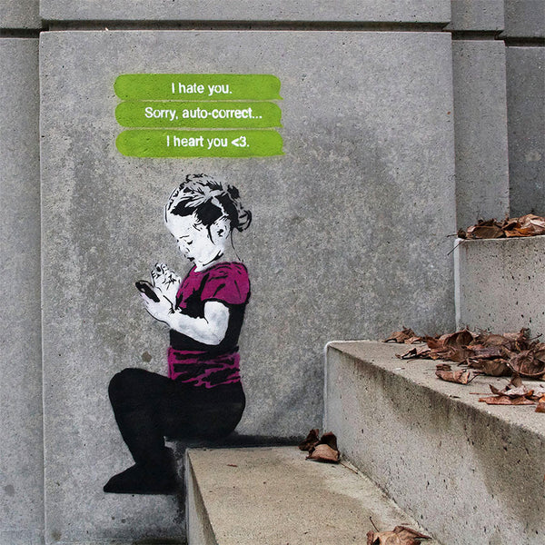 Girl Writing SMS, Graffiti