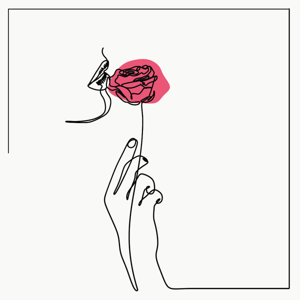 Woman's hand with rose, One Line Drawing
