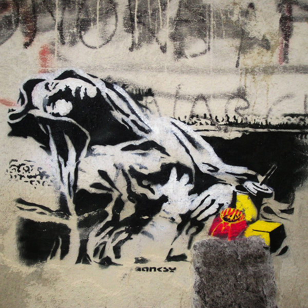 Banksy, Fast Food Sleeping Person, Graffiti