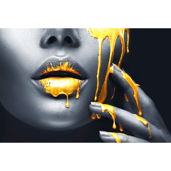 Woman Portrait with Gold Lips, Creative Photography
