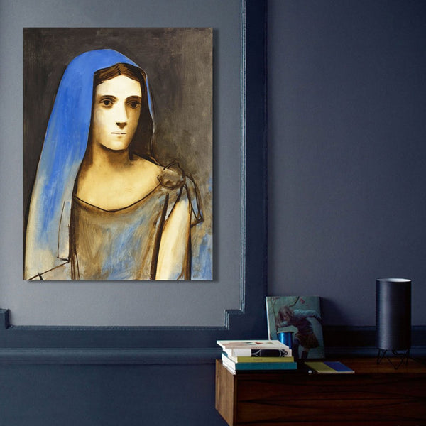 Woman in blue veil, Reproduction