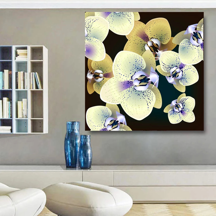 Orchid Floral Pattern, Digital Art