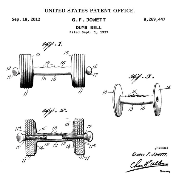 DUMB BELL (G. F. JOWETT, 2012) Desktop Patent Print-New Art Mix-newARTmix