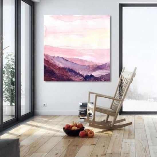 Watercolor Landscape in Pink, Digital Art