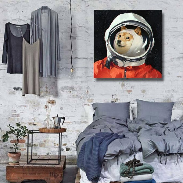 Dog Astronaut in Helmet, Digital Art