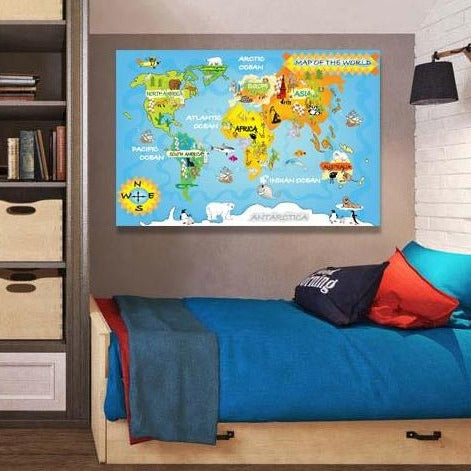 World Animal Map, Digital Art for Kids