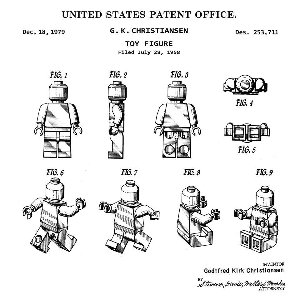 LEGO TOY FIGURE (G. K. CHRISTIANSEN, 1979) Desktop Patent Print-New Art Mix-newARTmix