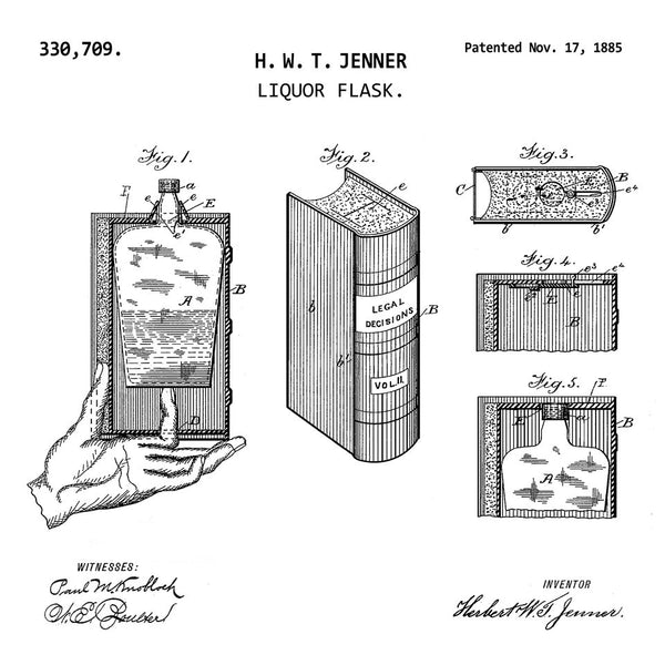 LIQUOR FLASK (1885, H. W. T. JENNER) Patent Print-New Art Mix-newARTmix