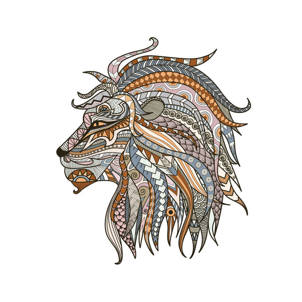Colorful Lion Ethnic Head, Digital Art