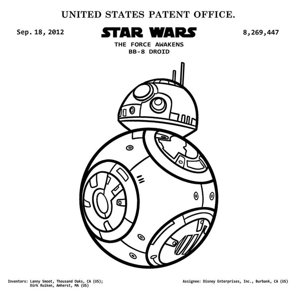 STAR WARS THE FORCE AWAKENS BB-8 DROID  (2012, Inventors: Lanny Smoot, Dirk Ruiken, US ) Patent Print