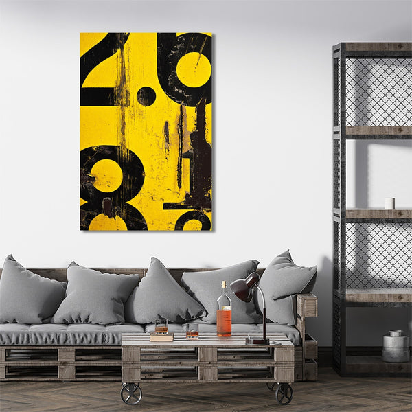 Abstract Black/Yellow Grunge Painting