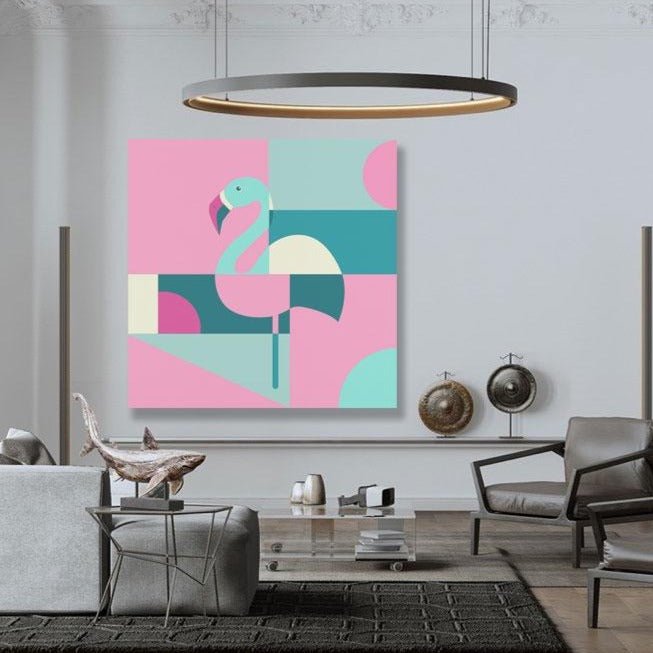 Extra Flamingo | newARTmix Art Large Abstract – Metal