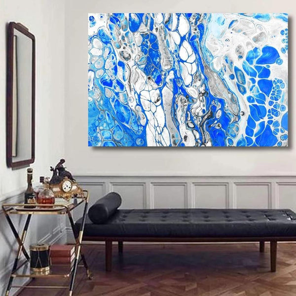Abstract Marble Pattern in Blue, Digital Art