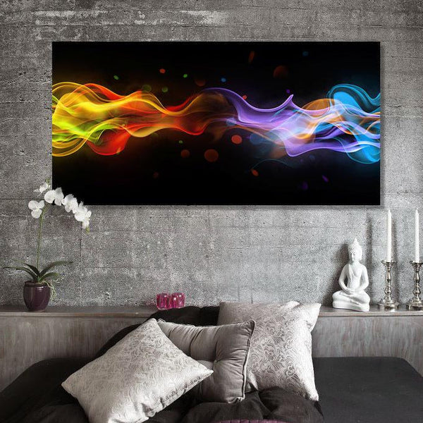 Abstract Multi-color Waves on Black Background