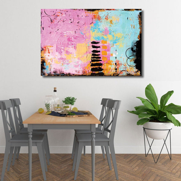 Abstract Painting in Pink and Blue