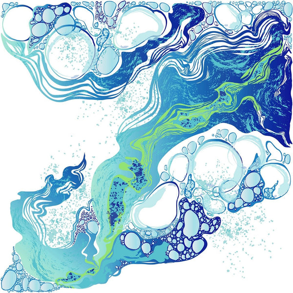Abstract Watercolor Marble Pattern in Green/Blue
