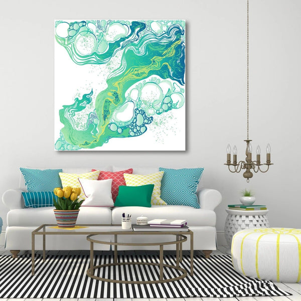 Abstract Watercolor Marble Pattern in Green/Blue