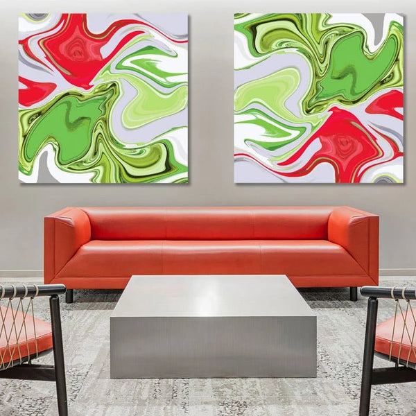 Abstract Watercolor Marble Pattern in Red/Green, Digital Art
