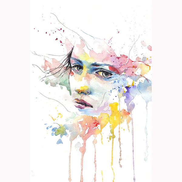 Abstract Women's Face, Watercolor Art