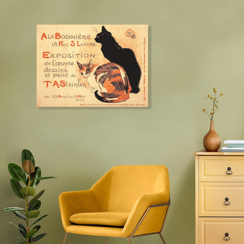 ALA BODINIERE Exposition Tabby And Black Cats, French Vintage Poster