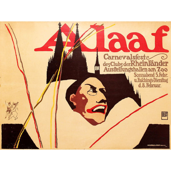 Alaaf Cologne Carnival Festival Poster, Vintage Poster