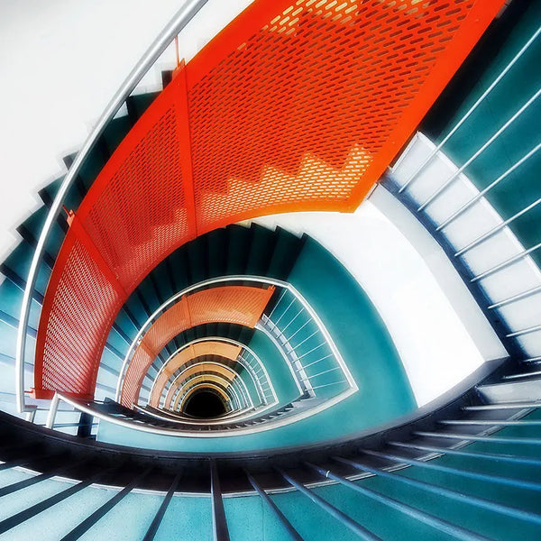 newARTmix Red Spiral Stairs, Photography newARTmix
