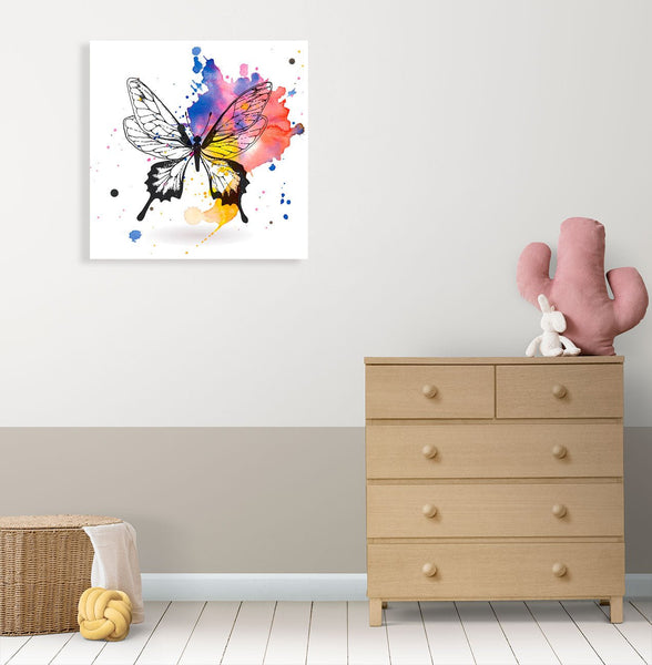 Art CLOCK, Watercolor Butterfly