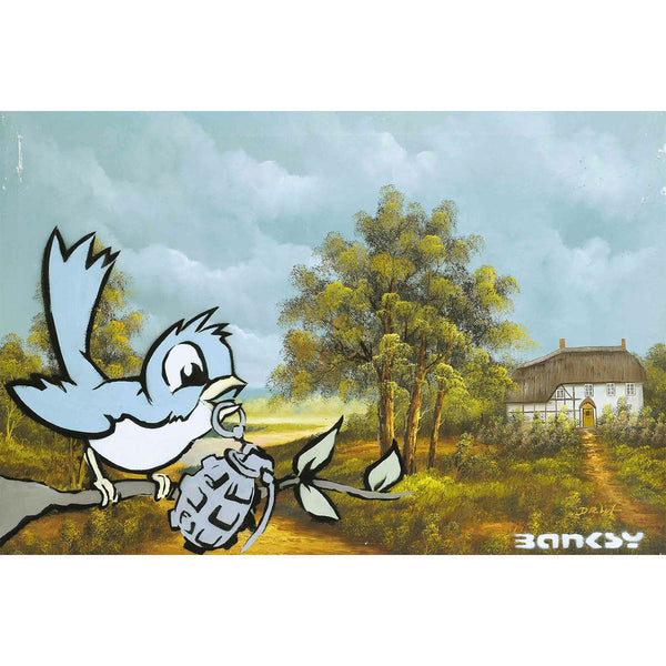 Banksy Bird with Grenade, Graffiti