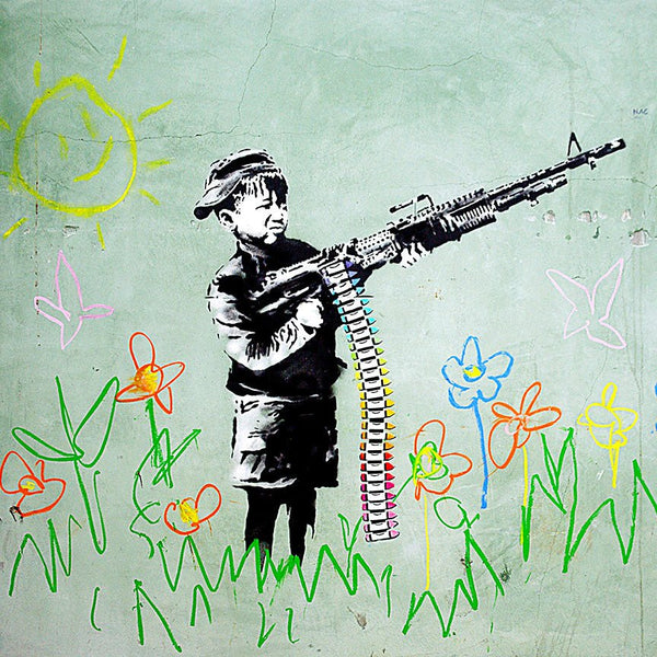 Banksy Boy with Crayon Gun, Graffiti