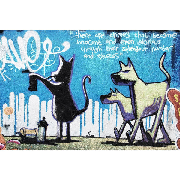 Banksy Cat and Dog, Graffiti Street Art