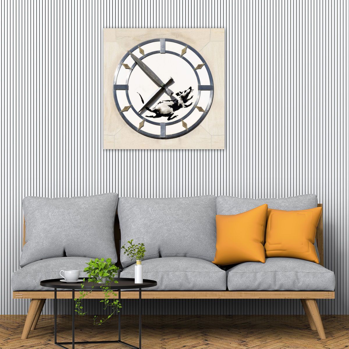 Banksy Clock with Rat (NY), Graffiti Street Art – Photo on Metal