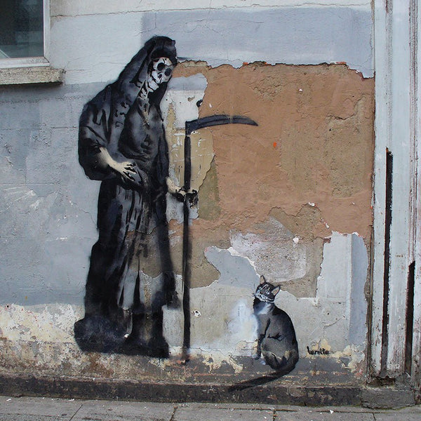 Banksy Death with cat, Graffiti